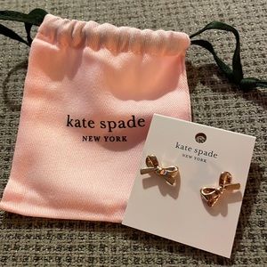 Kate Spade rose gold bow earrings, NWT.